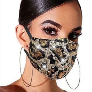 Leopard Print Sequined Face Mask